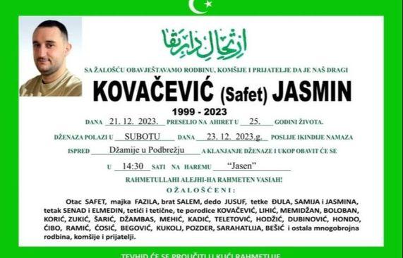 Sutra dženaza Jasminu Kovačeviću - Avaz