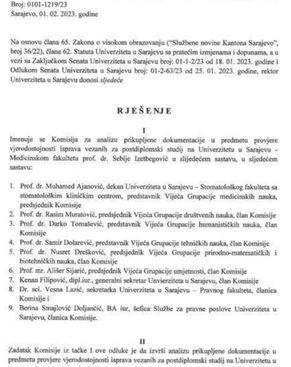 Rješenje o imenovanju Komisije - Avaz