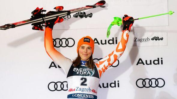 Second placed Slovakia's Petra Vlhova celebrates after completing an alpine ski, women's World Cup slalom race, in Zagreb, Croatia - Avaz