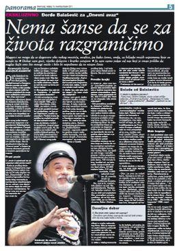 Tekst iz "Dnevnog avaza" objavljen 13. novembra 2011. godine - Avaz