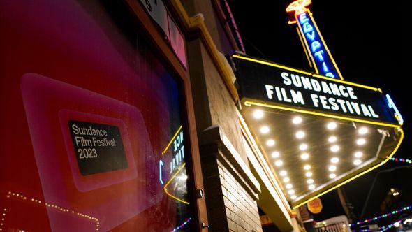 A poster advertises the 2023 Sundance Film Festival in front of the Egyptian Theatre, Wednesday, Jan. 18, 2023, in Park City, Utah. The annual independent film festival runs from Jan. 19-29.  - Avaz