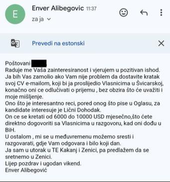 Odgovor kontakt osobe - Avaz