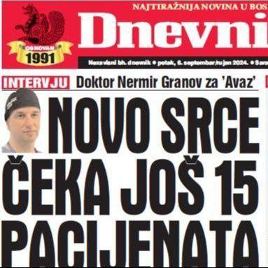 U današnjem "Dnevnom avazu" čitajte: Novo srce čeka još 15 pacijenata