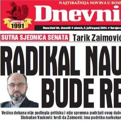 U današnjem "Dnevnom avazu" čitajte: Radikal naumio da bude rektor?!