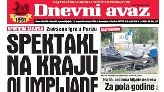 U današnjem "Dnevnom avazu" čitajte: Spektakl na kraju Olimpijade