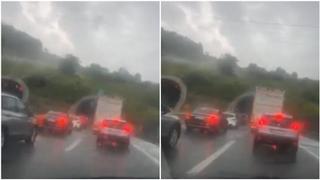 Haos na autoputu: Zbog jake kiše i grada, saobraćaj u zastoju