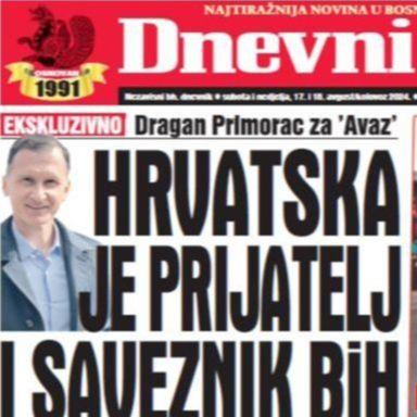 U dvobroju "Dnevnog avaza" čitajte: Hrvatska je prijatelj i saveznik BiH