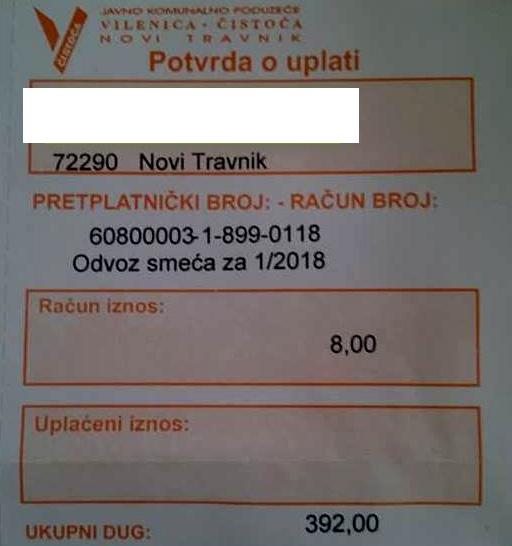 Mještanima Rostova kod Novog Travnika računi za odvoz smeća skoro 400 KM