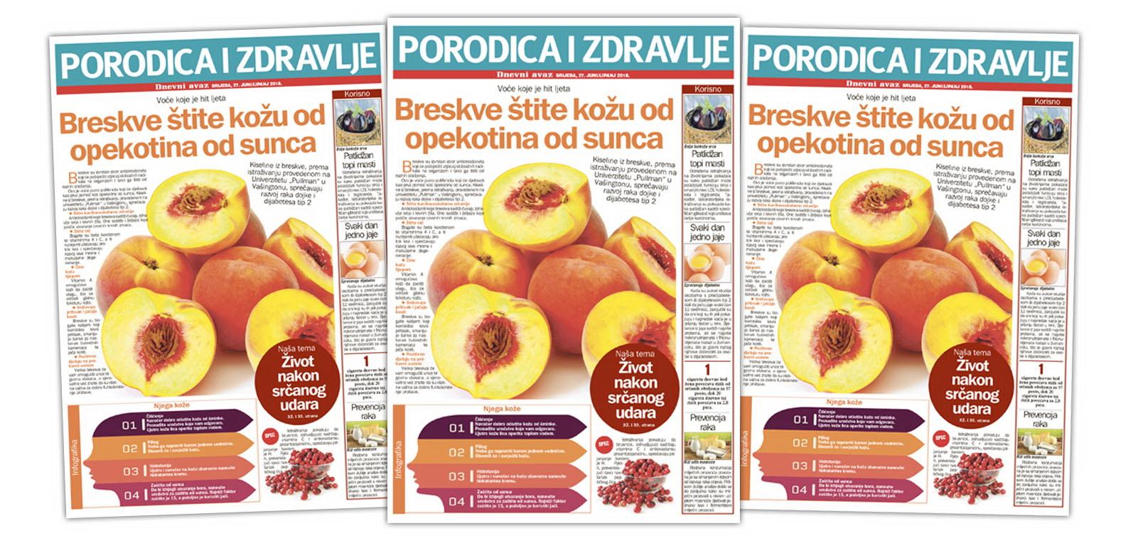 Srijedom u „Dnevnom avazu“ magazin „Porodica i zdravlje“