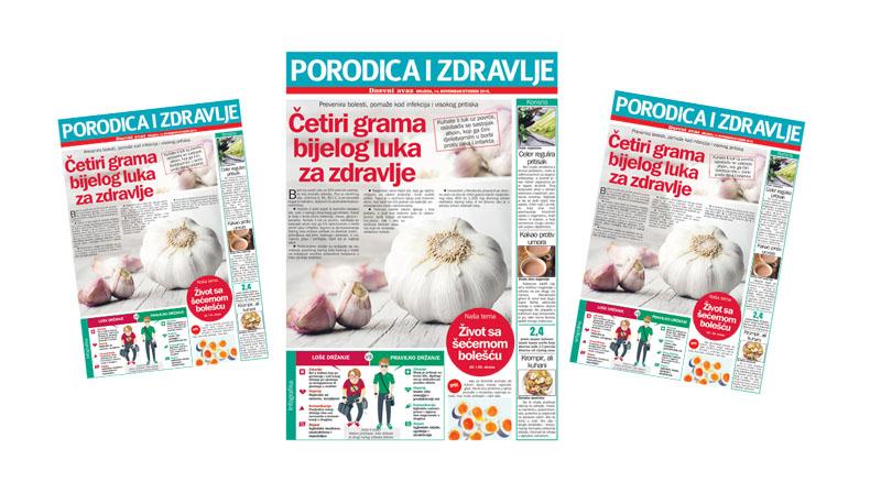 Srijedom u "Dnevnom avazu" magazin „Porodica i zdravlje“: Četiri grama bijelog luka za zdravlje