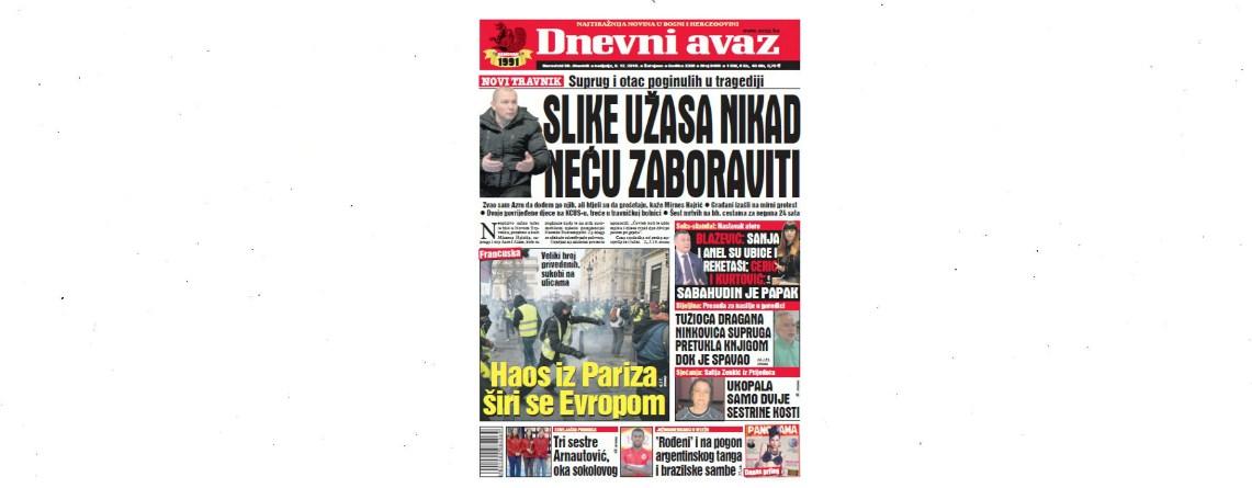 Danas u "Dnevnom avazu" čitajte: Slike užasa nikad neću zaboraviti