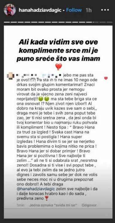 Hanin stori na Instagramu - Avaz