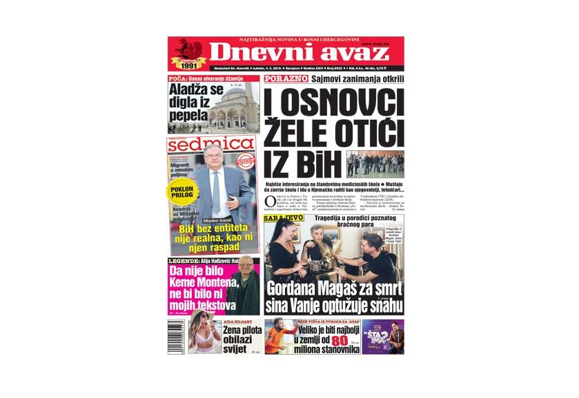 Danas u "Dnevnom avazu" čitajte: I osnovci žele otići iz BiH