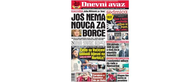 Danas u "Dnevnom avazu" čitajte: Još nema novca za borce