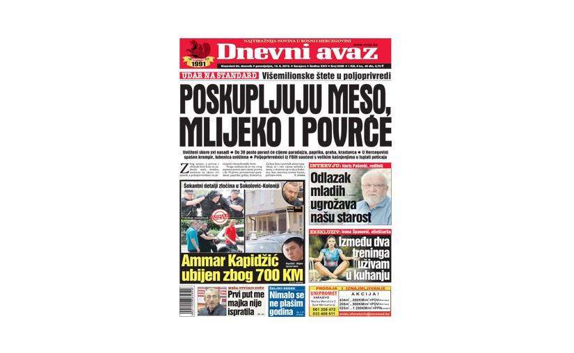 Danas u „Dnevnom avazu“ čitajte – Poskupljuju meso, mlijeko i povrće