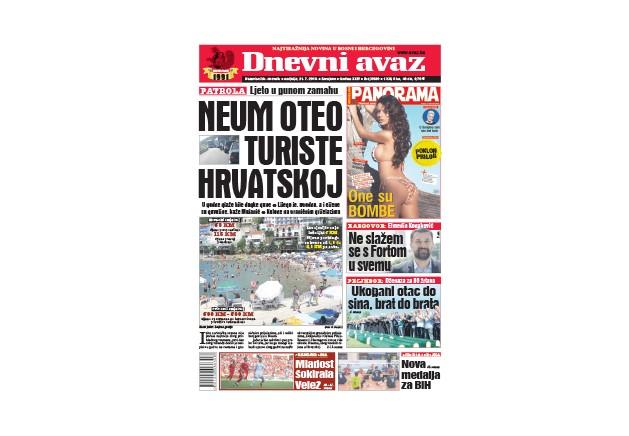 Danas u "Dnevnom avazu“ čitajte: Neum oteo turiste Hrvatskoj