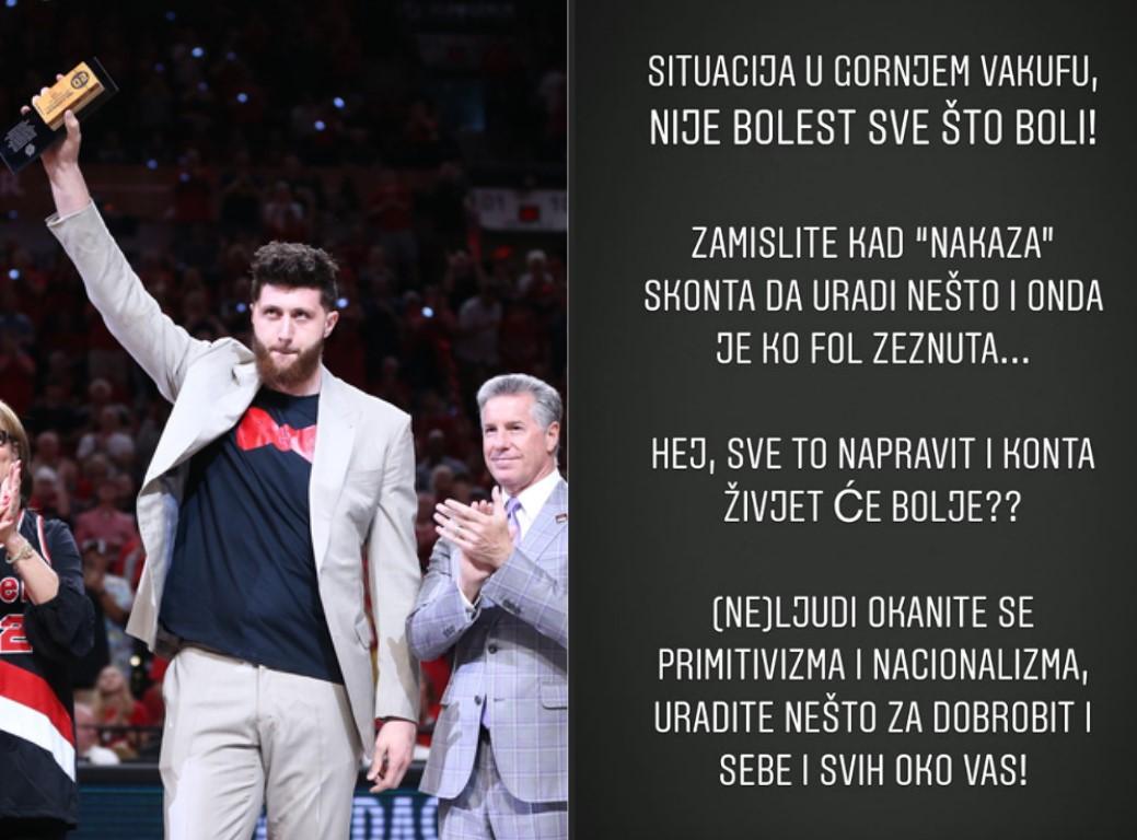 Nurkić: (Ne)ljudi okanite se primitivizma i nacionalizma, uradite nešto za dobrobit svih nas