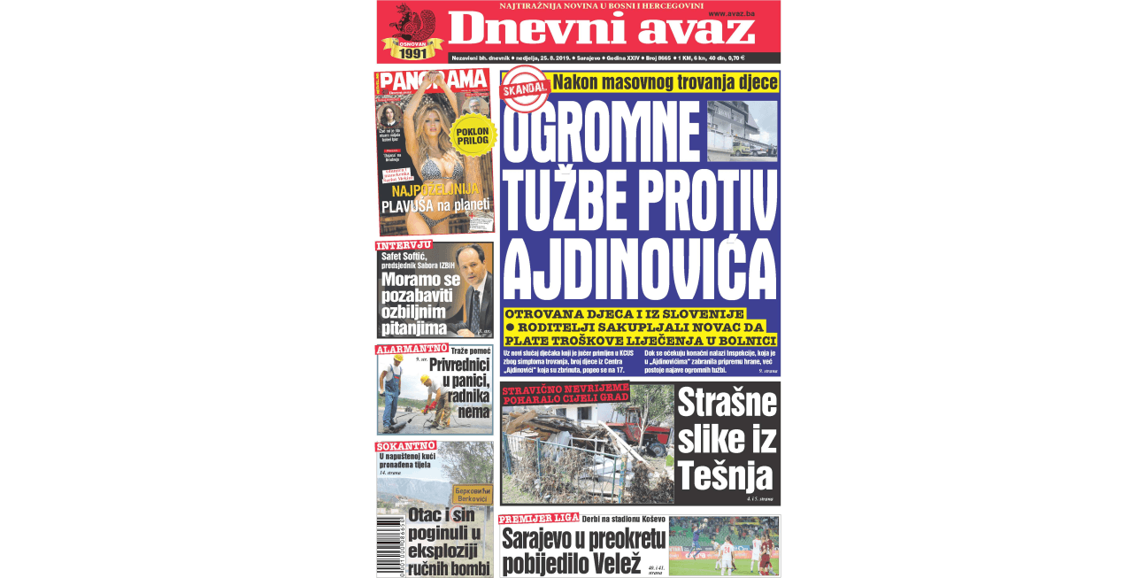 U današnjem "Dnevnom avazu" čitajte: Ogromne tužbe protiv Ajdinovića