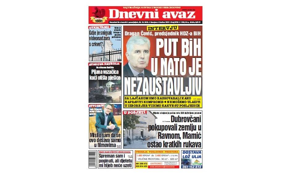 Danas u "Dnevnom avazu" čitajte: Put BiH u NATO je nezaustavljiv