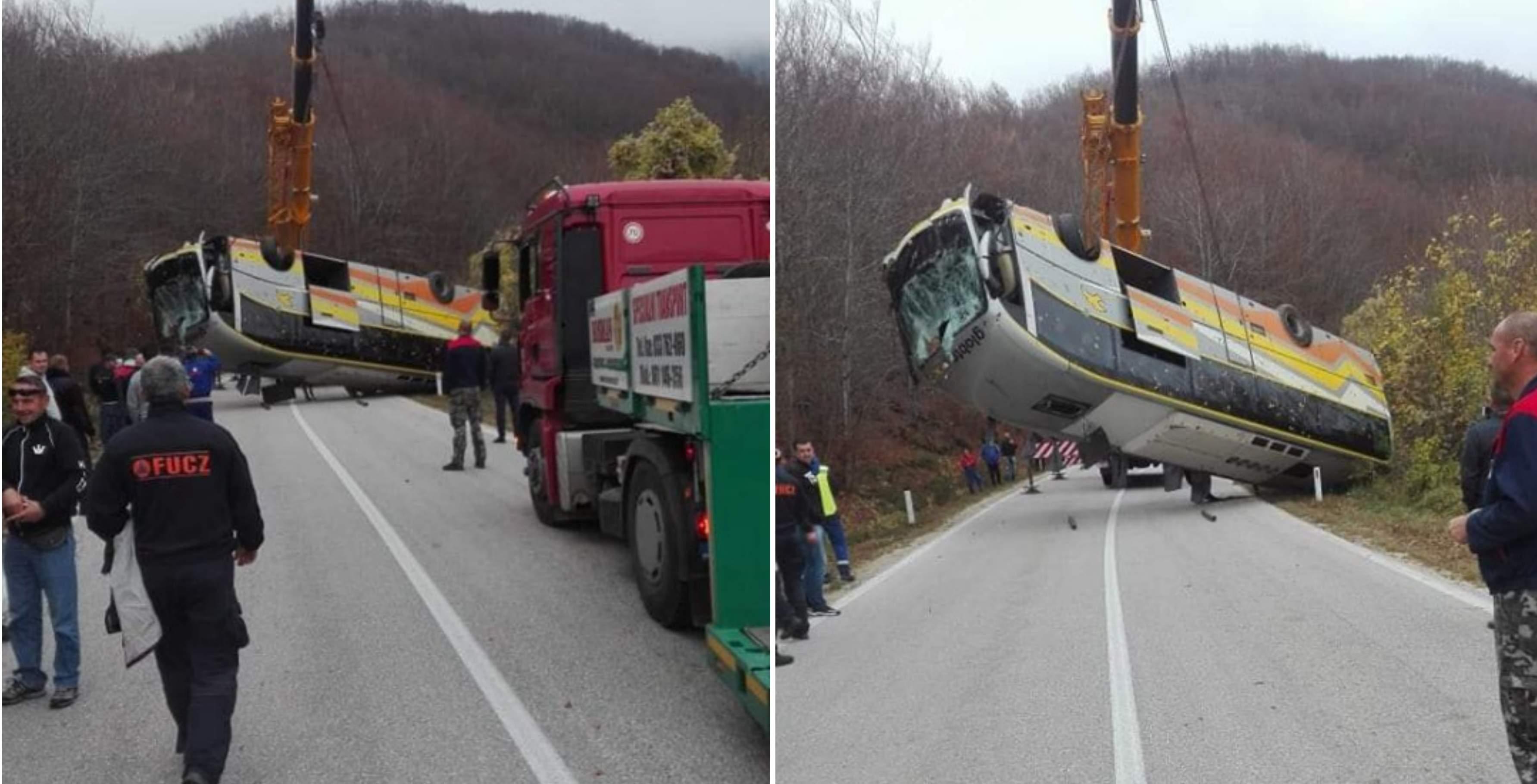 U toku izvlačenje autobusa koji se prevrnuo