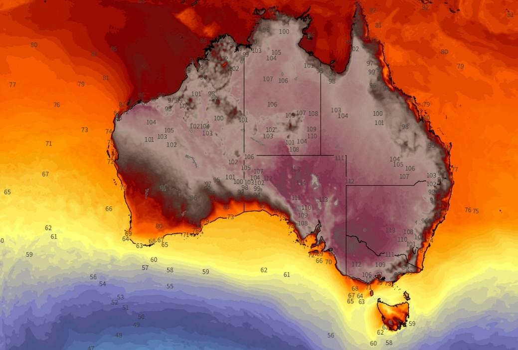 Grafički prikaz paklene temperature u Australiji - Avaz