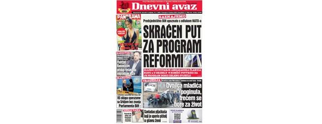 Danas u "Dnevnom avazu" čitajte: Skraćen put za Program reformi