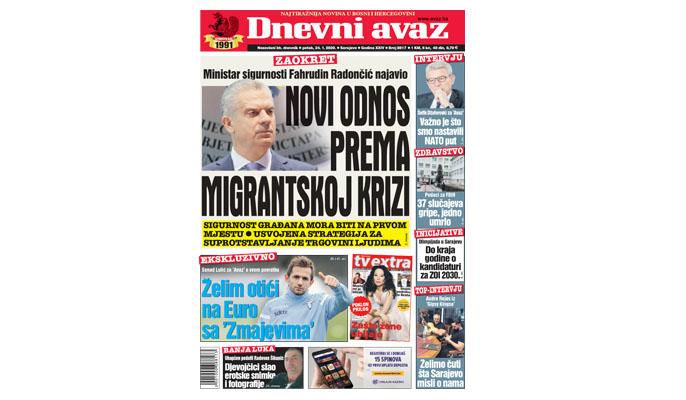 Danas u "Dnevnom avazu" čitajte: Novi odnos prema migrantskoj krizi