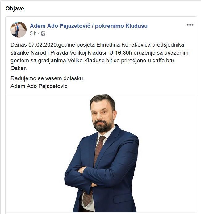 Pajazetovićev status na Facebooku - Avaz