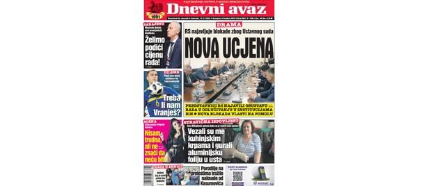 Danas u "Dnevnom avazu" čitajte: Nova ucjena