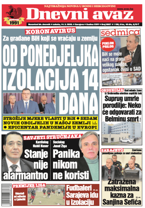 Naslovna strana za 23.03.2015. - Avaz