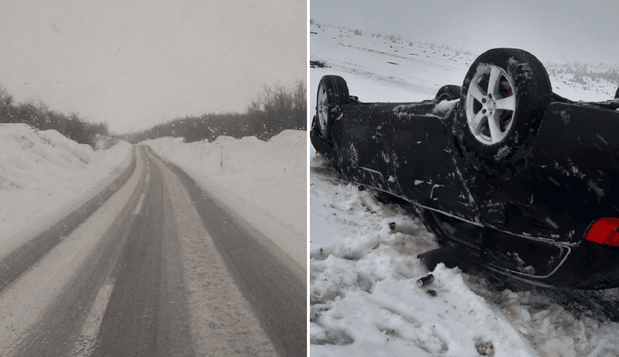 Vozilo izletjelo s kolovoza i završilo na krovu