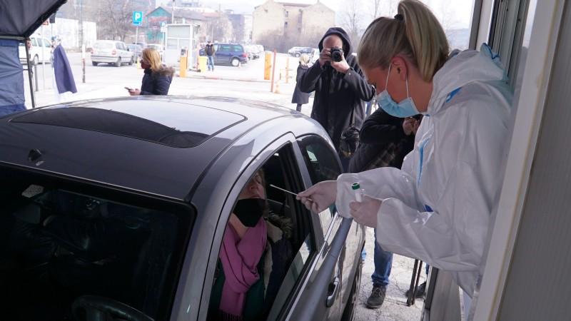 The first drive-through coronavirus testing site opens in Sarajevo