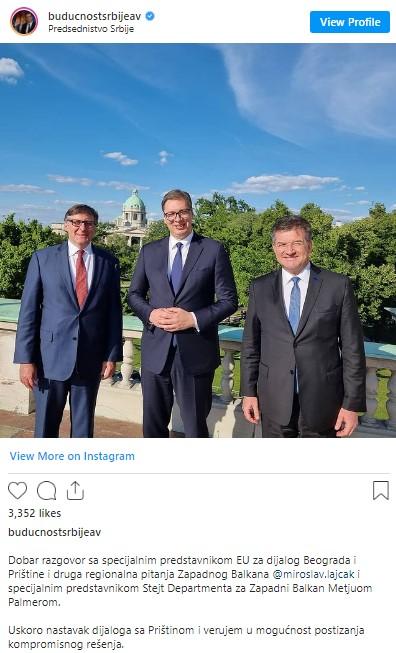 Objava Vučića na Instagramu - Avaz