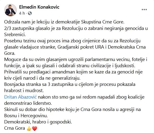 Status Elmedina Konakovića - Avaz