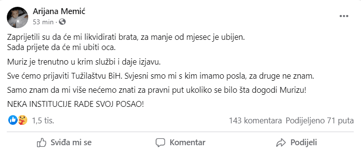 Objava na Facebooku - Avaz