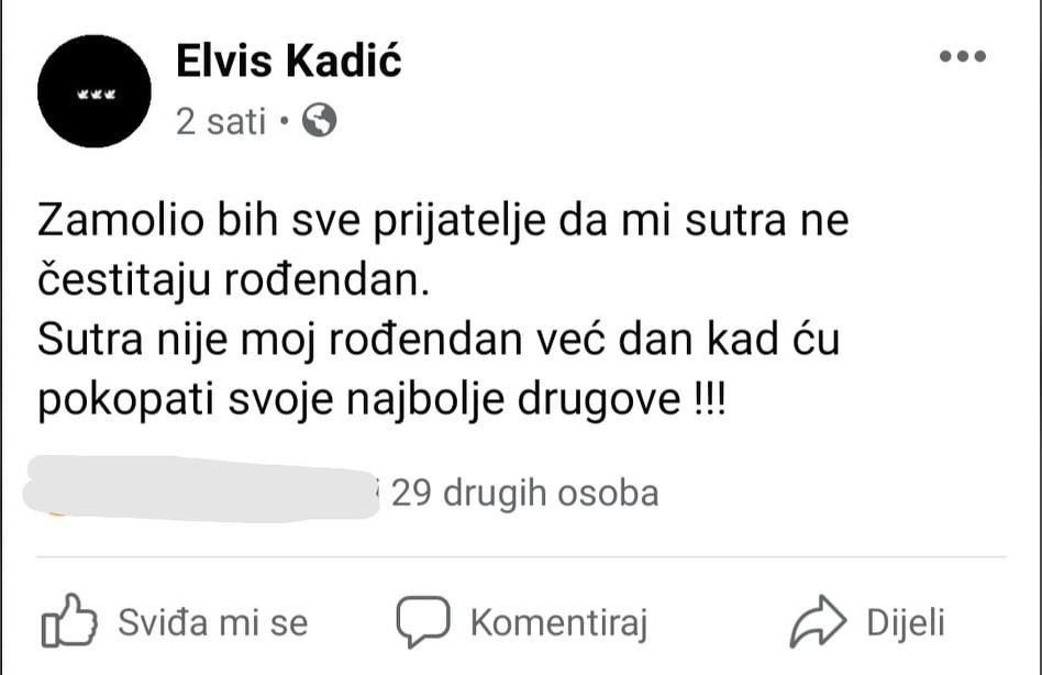 Status prijatelja stradalih mladića - Avaz