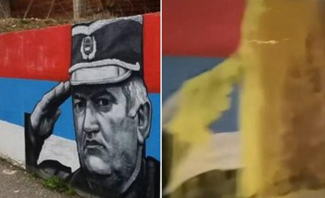 Išaran mural s likom zločinca Ratka Mladića