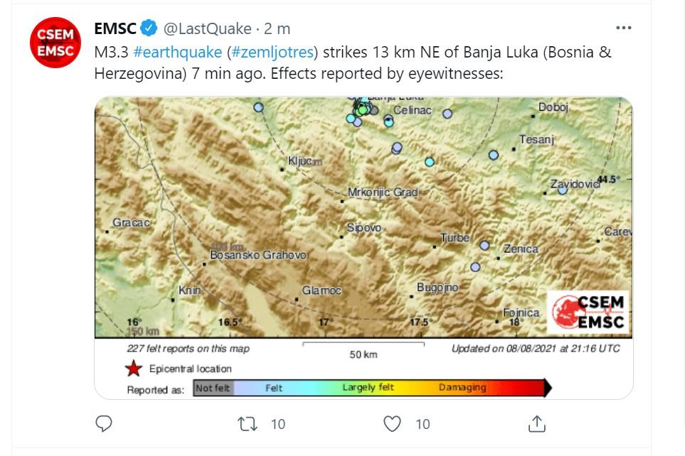 Serija zemljotresa pogodila Banja Luku - Avaz