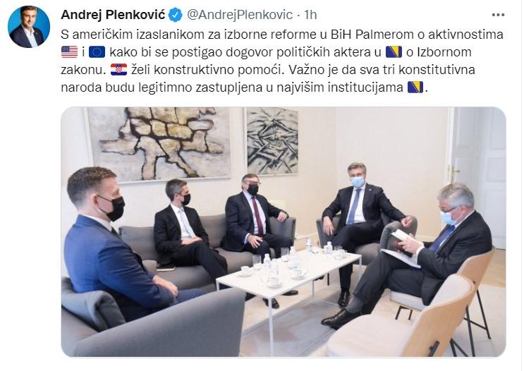 Status Plenkovića na Twitteru - Avaz