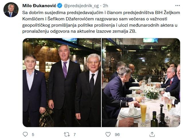 Đukanović se oglasio na Twitteru - Avaz