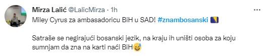 Jedna od objava na Twitteru sa heštegom #znambosanski - Avaz