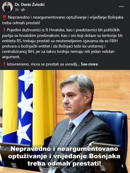 Objava Denisa Zvizdića - Avaz