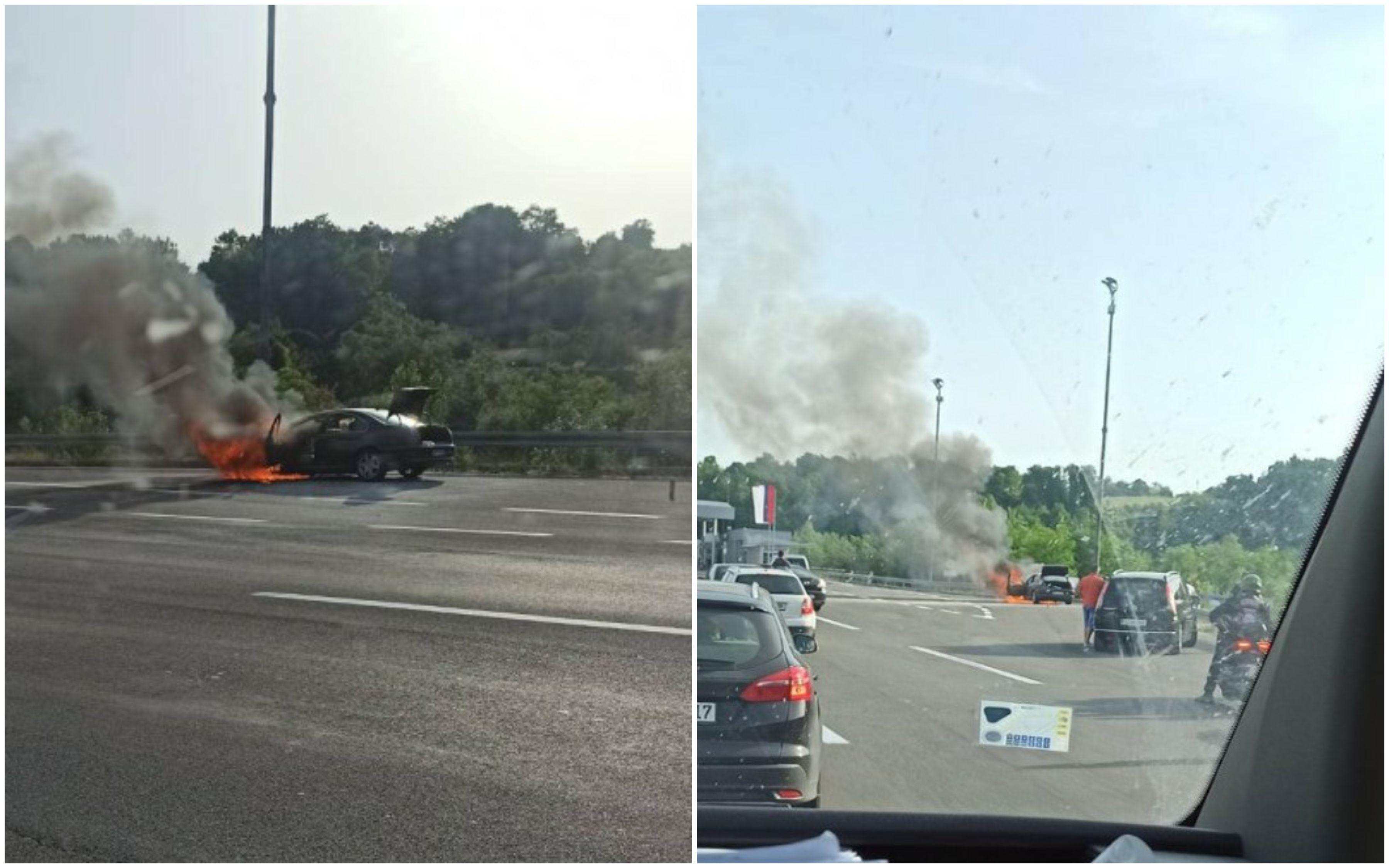 Zapalio se automobil kod naplatnih kućica u Laktašima