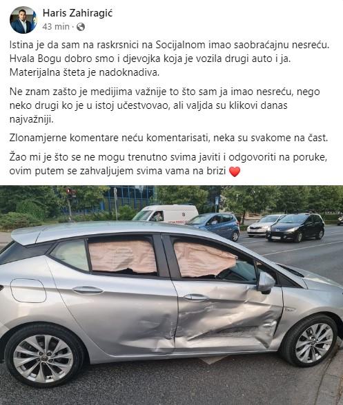 Facebook status Harisa Zahiragića - Avaz