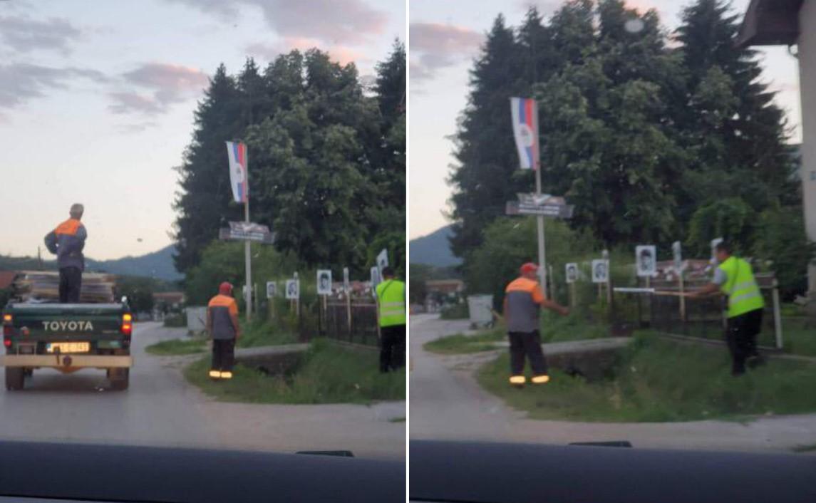 Uklonjene fotografije poginulih Srba sa ograda kuća na putu ka Potočarima