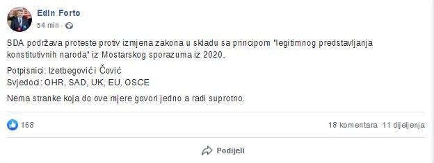 Facebook status Edina Forte - Avaz