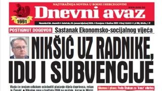 U današnjem "Dnevnom avazu" čitajte o postignutom dogovoru: Nikšić uz radnike, idu i subvencije