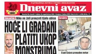 U današnjem "Dnevnom avazu" čitajte: Hoće li građani platiti ukop monstruma