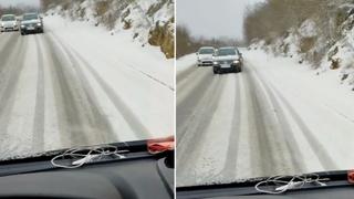 Video / Opasna vožnja u BiH: Za dlaku je izbjegnuta nesreća na snježnom putu