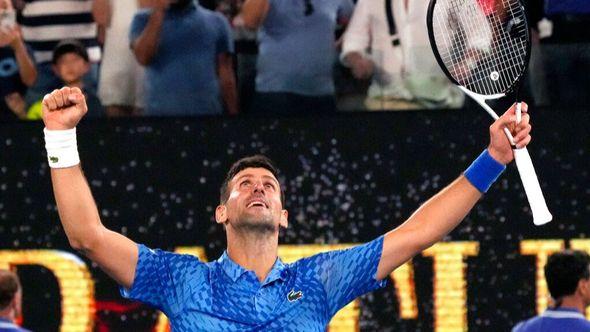 Novak Djokovic of Serbia celebrates after defeating Tommy Paul of the U.S. in their semifinal at the Australian Open tennis championship in Melbourne, Australia, Friday, Jan. 27, 2023 - Avaz